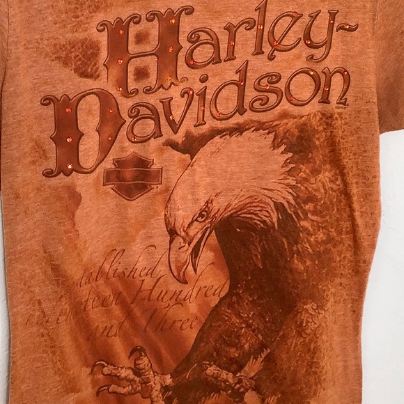 Harley Davidson Flying Eagle Crystal embellished SS t shirt size Medium - Picture 2 of 11